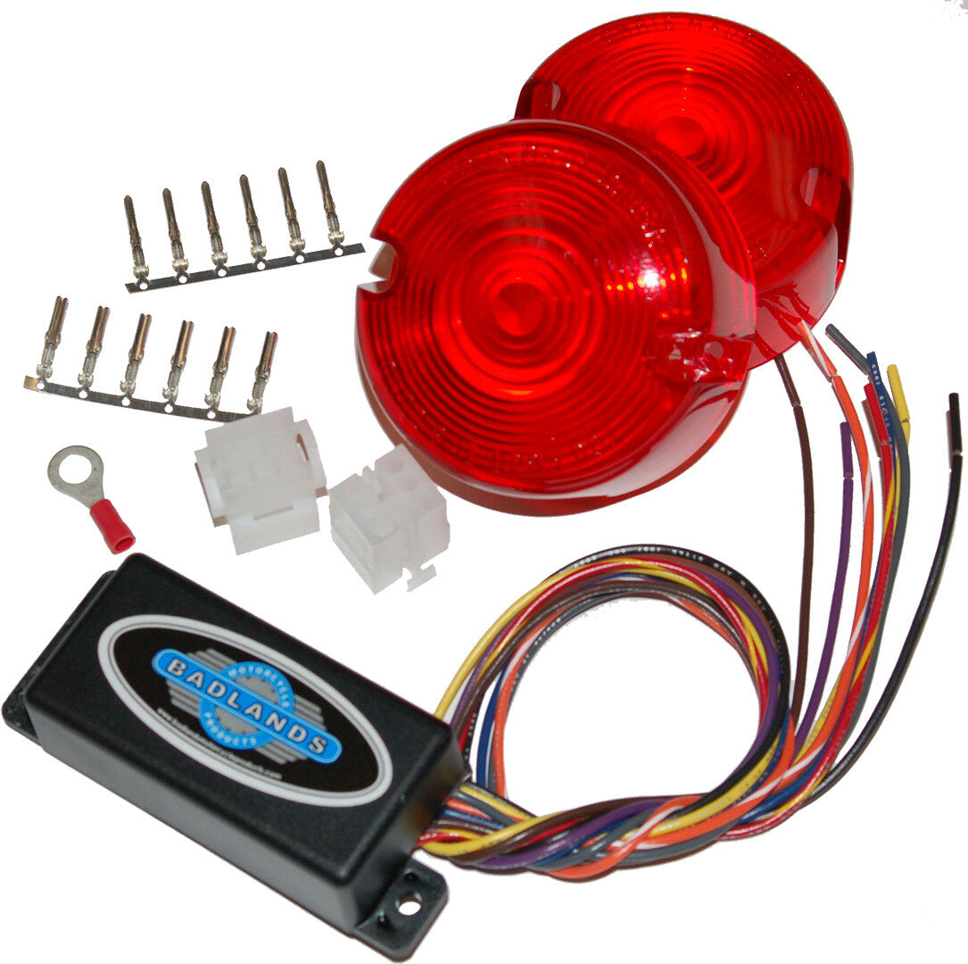 NAMZ CUSTOM CYCLE Run, Brake & Turn Signal Modules with Equalizer & Red Lens Kit