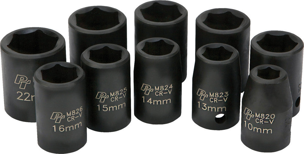 PERFORMANCE TOOL 1/2" Metric Impact Socket Set