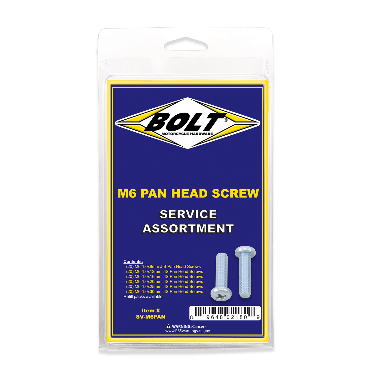 BOLT M6 Phillips Head Assortment 120/PK
