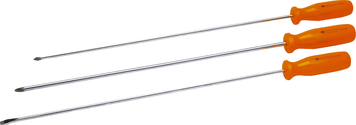 PERFORMANCE TOOL 3 Piece Long Screwdriver Set