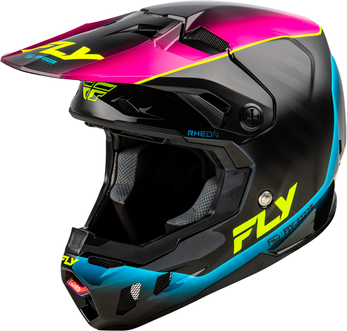 FLY RACING YOUTH FORMULA CC UNDERGLOW HELMET BLACK/PINK/BLUE YL
