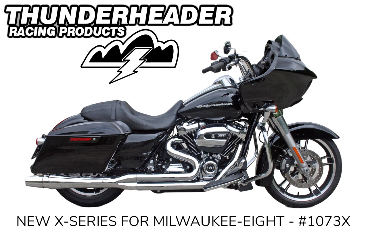 Thunderheader 1073X X-Series exhaust on a Milwaukee-Eight touring motorcycle